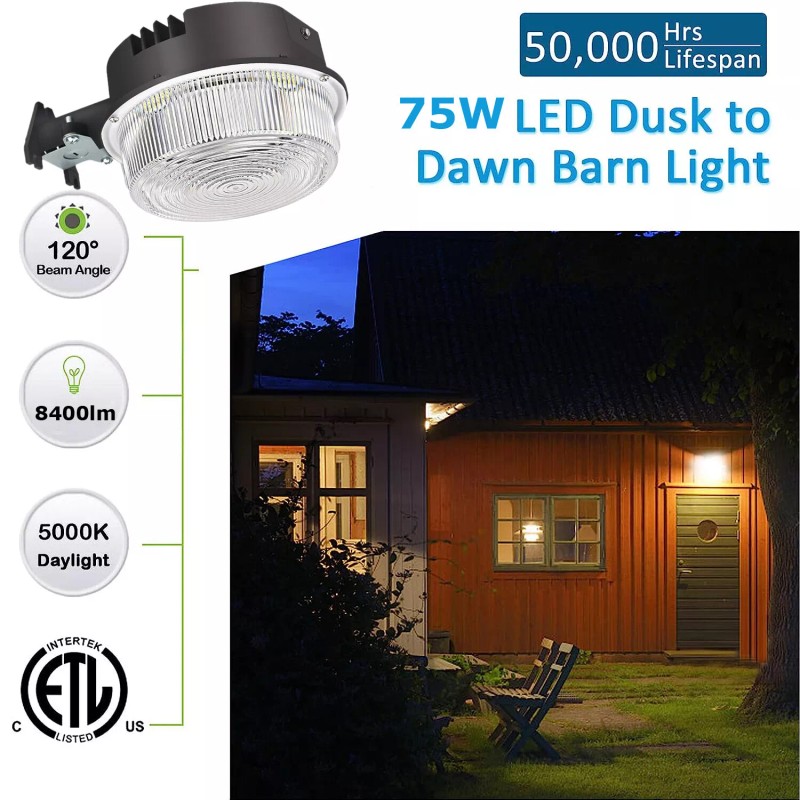 WYZM 75 Watt LED Barn Yard Light Dusk to Dawn