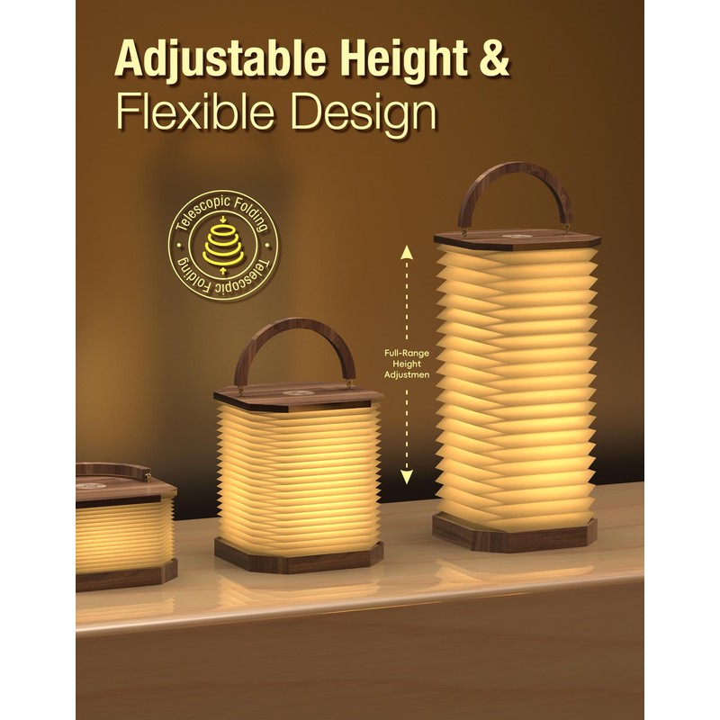 ZBOLE Bedside Table Lamp for Bedroom, Vertical Accordion Lamp with