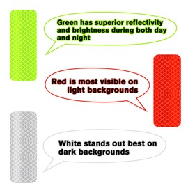 Reflective Tape 1.2″ x 3.15″ (Red, White, Green) - 48 Pack High-Intensity Safety Stickers for Cars, Trucks, Motorcycles – Waterproof, Easy to Apply