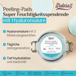 Ardaraz Cell Renewal Discs with Hyaluronic and Polyglutamic Acid. Mild Exfoliating Face. Volume and Anti-Wrinkle Effect. Face Scrub for Daily Use 50 Units