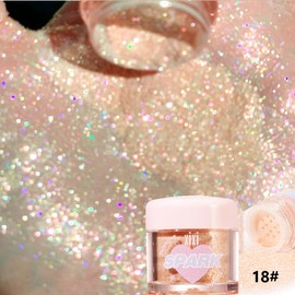 KARLOR Highlighter Powder Face Body Shimmer Powder Champagne Face Glitter Powder Glow Face Highlighter Body Illuminator Body Shimmer Powder for Hair Face Legs Cheek Clothing (18#)