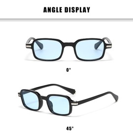 EJDHA Vintage Women Sunglasses Tortoiseshell Clear Lenses Rectangle Design Outdoor Sunglasses with UV Protection, Black/blue, Unit size