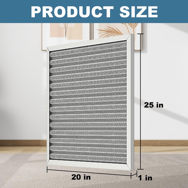 DENGESON 20x25x1 Reusable Air Filter - Washable Filter, MERV 8,Permanent,