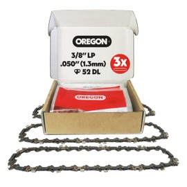 Oregon 3-Pack Chainsaw Chain 3/8" LP Pitch, .050" (1.3 mm) Gauge for 14" (35cm) Bar, 52 Drive Links – Low-kickback Replacement Saw Chain, Fits Earthwise, Echo, Greenworks, Homelite, Ryobi and more
