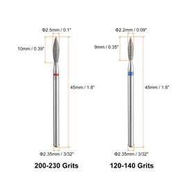 HARFINGTON 6pcs 120-140/200-230 Grits Diamond Grinding Bit 2.2/2.5mm Oval Head 2.35mm Shank Stone Sanding Drill Bits Rotary Tool for Ceramic Glass Nails Grinding Polishing