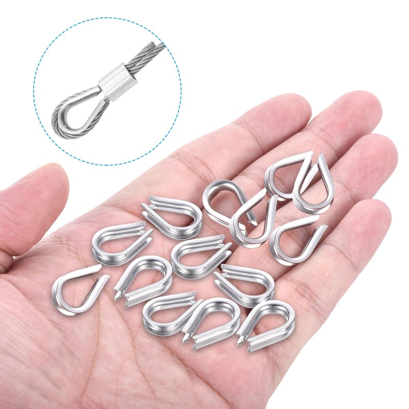 PATIKIL M2 Stainless Steel Thimble, 60 Pcs Wire Rope Thimble,