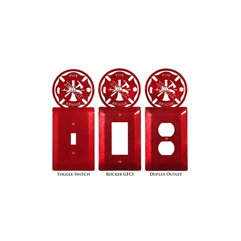 SWEN Products Fire Rescue Wall Plate Cover (Double Switch, Red)