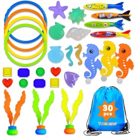 CXJYSD 30 Piezas Juguetes De Buceo,Buceo Conjuntos De Juegos,con Bolsa De Almacenamiento,Buceo Juguetes para Piscina Natación Subacuática Verano Juegos para Niño
