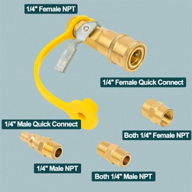 GASPRO - Accesorios de conexión rápida de propano RV de 1/4 pulgadas, juego de tapones de manguera de gas natural y propano con válvula de cierre, para RV, remolque, parrilla, paquete de 4