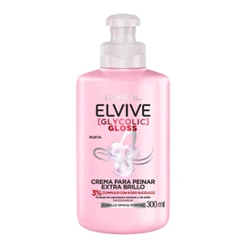 L'Oreal Paris, Elvive Crema Glycolic Gloss Para Peinar, Con Ácido Glicólico, 300 Ml, 1 Unidad