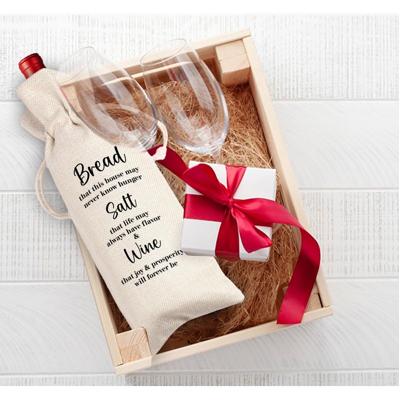 Maydvdv Hostess Gifts Wine Bag, Housewarming gift, Bread Salt Home