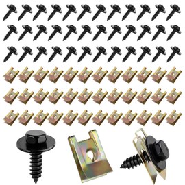100 Stück Blechmutter Schraube Mutter Clip Kit, 50 Sätze Blechmuttern Sortiment Karosserie Blechmuttern Karosserieschrauben Autoteile Schrauben für StoßStangen KotflüGeln