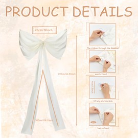 NICENEEDED 30 Inch Wedding Car Bow Decorations, Just Married Car Decor, Automotive Decoration Accessories Giant Ribbon Bow Ideal for Elegant Wedding Party Decor