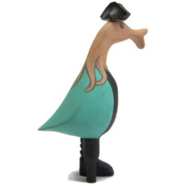 Brave Wings Hand Carved Wooden Bamboo Duck ~ Pirate Duck with Tentacle Hair 23cm High ~ Ornament Sculpture Figurine Statue Unique Table Decoration Home Decor ~ 1308