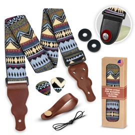 Art Tribute Art Tribute Guitar Strap For Acoustic, Electric and Bass Guitar, Adjustable Multi Color Woven Strap W/FREE BONUS 2 Picks + Strap Locks + Strap Button. Gift Set For Men & Women Players