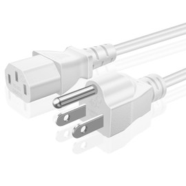 TNP Universal Power Cord (3 Feet) - NEMA 5-15P to IEC320C13 Power Cable Wire Connector Socket Plug Jack - White