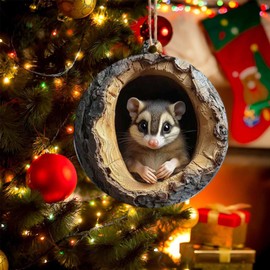 Ajuanbazha Pack of 8 Christmas Acrylic Animal Decorations, 2D Animal Christmas Tree Pendants, Christmas Tree Decoration Owl, Forest Animal Decoration for Living Room and Bedroom