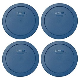 Pyrex 7201-PC Blue Spruce Round Plastic Food Storage Replacement Lids - 4 Pack