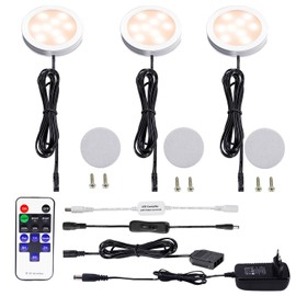 AIBOO LED Cabinet Lighting Under-Unit Light Kitchen 3 Pieces Cabinet Light LED with Remote Control Under-Unit Light Kitchen LED Kitchen Light Base Cabinet Lighting Cabinet Light LED for Dimmable Timer