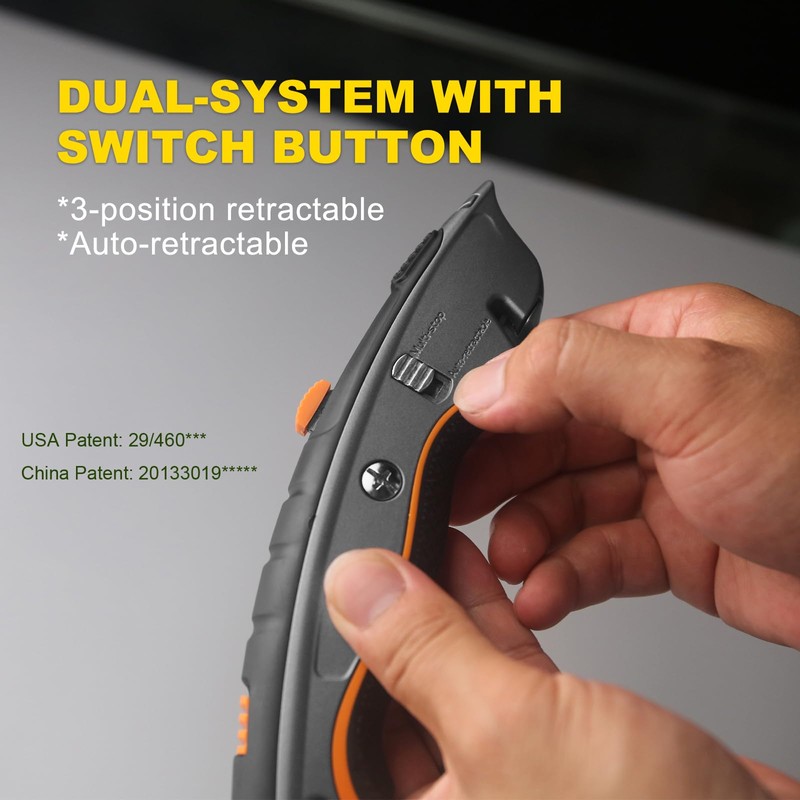 XW Dual-system Safety Utility Knife with Auto-retractable & 3-position Retractable,