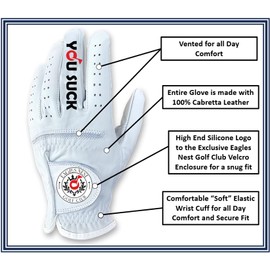 You Suck Funny Golf Glove - Premium 100% Cabretta Leather Shocker Golf Gloves Golf Attire and Essentials for Men Fun Golfer Gag Gift Right Left Hand