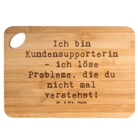 Mr. & Mrs. Panda Bambus - Schneidebrett Spruch Kundensupporterin Heldin - Geschenk, Beruf, Problemlösung, Holzbrett mit Gravur, Kundenservice,