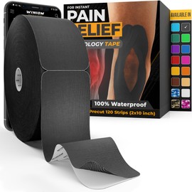Kinesiology Tape-Incredible Support for Athletic Sports and Recovery + Free Taping Guide - Pre-Cut 2 inch 100 feet (Midnight Black + Free Taping Guide, 1 Pack)