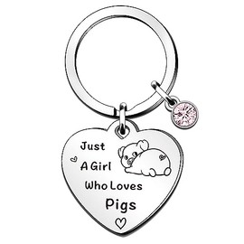 QMVMV Funny Pig Keyring Gifts Animal Lover Gift Just A Girl Who Loves Pigs Pig Lover Gift For Women Girls, Who Loves Pigs Keyring