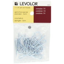 NEWELL OPERATING CO DRAPERY HDWR A7004214916 Round Pin-On Hook for Curtain Cafe/Sash Rod, 1-1/4-Inch, 14-Pack