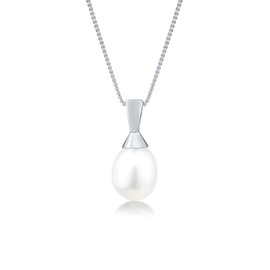 DANIEL CLIFFORD® Maggie Women's Necklace 925 Silver Rhodium-Plated Freshwater Cultured Pearl Pendant 45 cm Silver Chain with Pearl Pendant, Sterling Silver, Pearl