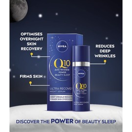 NIVEA Q10 Anti-Wrinkle Power Ultra Recovery Night Serum (30ml), Face Serum With Pro-vitamin B5 And Q10, For Deep Wrinkle Reduction And Firmer, Stronger Skin