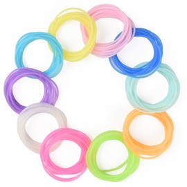 Redvigh Luminous Silicone Bracelet 100PCS, Multicolor Silicone Jelly Bracelets Hair Ties 80s Retro Rock Pop Disco Jelly Neon Gel for Women Glow in the dark Party (2.5mm)