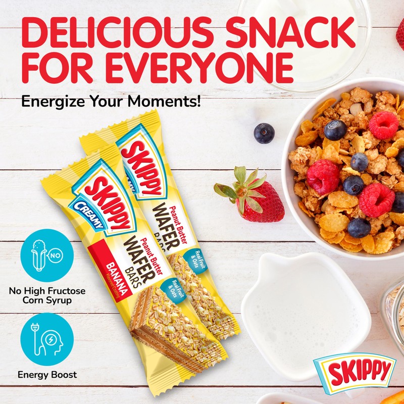SKIPPY Creamy Peanut Butter Wafer Bars, Banana Flavored, 6 Count
