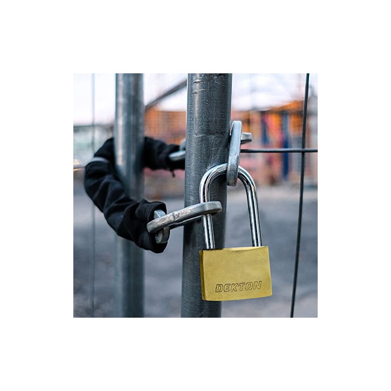 Dekton DT70139 50MM Long Shackle Titanium Plated Iron Padlock, Bronze