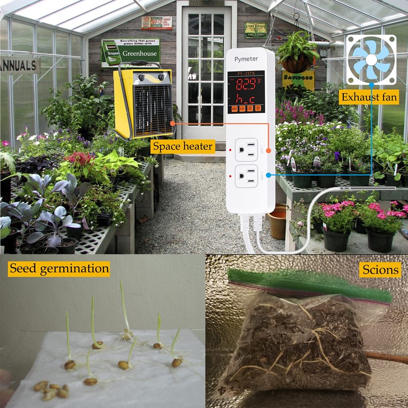 Pymeter Attic Fan Thermostat Controller Temperature Switch Plug Outlet for