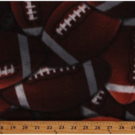 Fleece Packed Footballs Allover Sports All About Football Brown Fleece Fabric Print by The Yard (DT-6192-MA-1) David Textiles