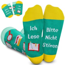 EKKONG Gifts for Bookworms - Funny Socks, Gifts for Book Lovers and Leher, Socks with Saying, Funny Gifts for Women, Gift Ideas for Bookworm, Teenagers, Women, b, 39 - 42