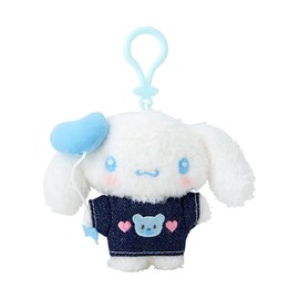 Sanrio 182591 Mascot Holder (Denim Patch) Cinnamo Roll Plush Keychain