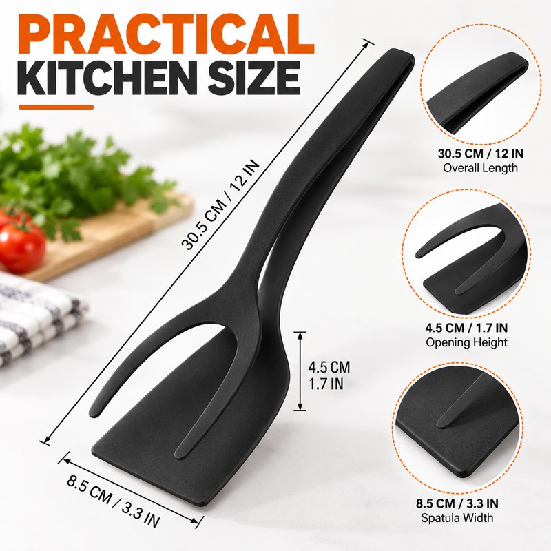 2-in-1 Grip Flip Spatula Tongs for Cooking – Easy Gripping