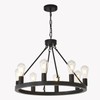 NILSE Wagon Wheel Chandelier Farmhouse 24-Inch, 8-Light Modern Black Chandelier
