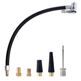 6pcs Tire Inflator Hose Adapter Kit, Quick Connect Car Tire Air Chuck Hose Self Locking Adapter with 5pcs Different Air Nozzles