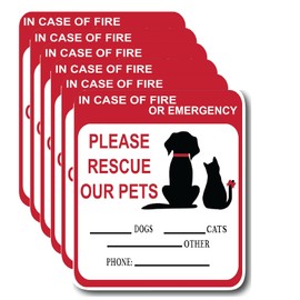 Adullpony in Case of Fire or Emergency Please Rescue Our Pets Stickers – Pet Alert Safety Stickers, 5x4 inch Pet Fire Rescue Signs for Car and Home Windows 6PCS