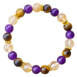 Omnikryp Amethyst Armband, Damen Beads ArmbandCrystal Bracelet, Perlenarmband für Frauen, Bracelet Natursteine, Perlenarmband Damen, Zartes Schmuckstück Geschenke