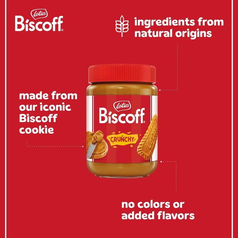 Lotus Biscoff, CRUNCHY Cookie Butter Spread, non GMO + Vegan,