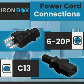 IronBox Electric - NEMA 6-20P Plug to IEC C13 Power Cord - 15A/250V, 14/3 AWG - UL Listed Heavy Duty Power Cord - Replacement Cords for Monitor, Computer, Printer, Audio Speaker & More (25ft, Build)