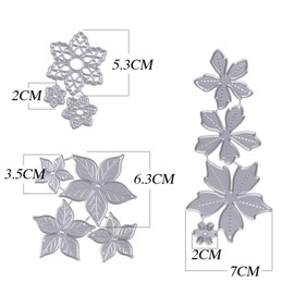 Set of 3 Christmas Flowers Cutting Dies Embossing Stencils Metal Cutting Stencils for Scrapbooking Photo Paper Cards Craft Embossing DIY Making Birthday Gift