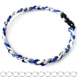 Pack of 12 Baseball Necklaces Rope Tornado Titanium Baseball Rope Necklaces (Blue/Gray/White, 18")