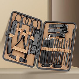 Nail Clippers Set Fingernail and Toenail Clipper Cutters, Manicure Pedicure Kit 24 Pieces Stainless Steel Professional Grooming Kits, Nail Care Tools with Luxurious Travel Case-50