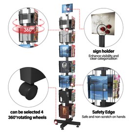 Kroey 28 Pockets Countertop Rotating Greeting Card Rack, 7 Tier magazine Display Stand Rotating magazine rack for Postcards, Brochures, and Greeting Card