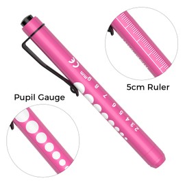 Pen Torch, RISEMART 2PCS Pen Light LED Pupil Gauge Pen Torches for Nurses Doctors Paramedic EMT Emergency Penlight Flashlight with Pocket Clip (Pink and Purple)